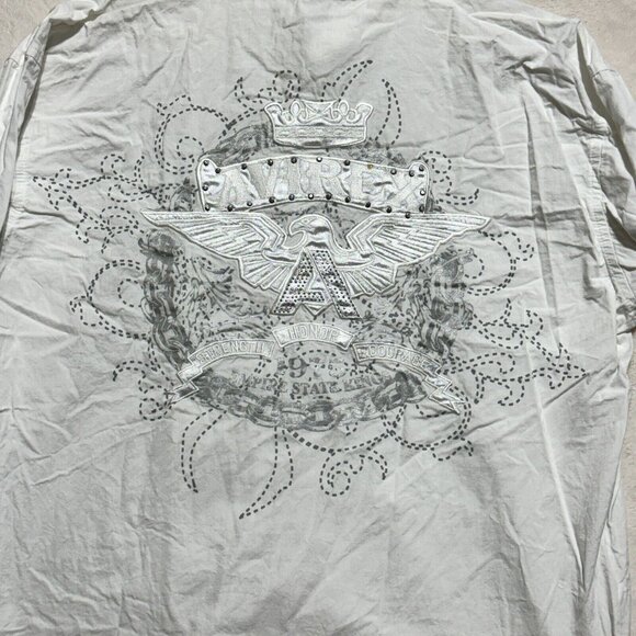 Vintage Avirex White Embroidered Long Sleeve Button Up Dress Shirt Men's XXL - Picture 13 of 16